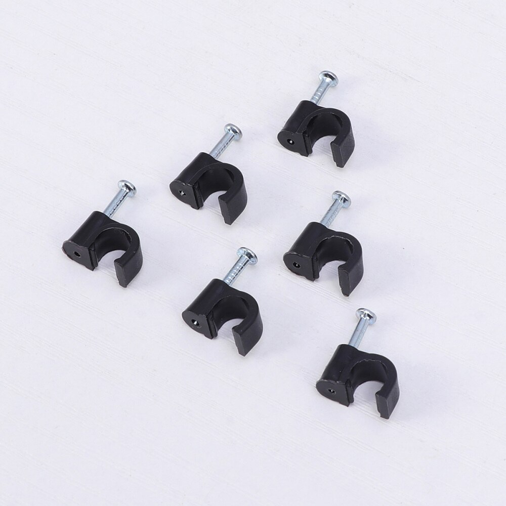 100pcs 4mm Cable Clip Wire Cord Fastener Telephone Line Tie Fixer Organizer Wall Clamp (Black)