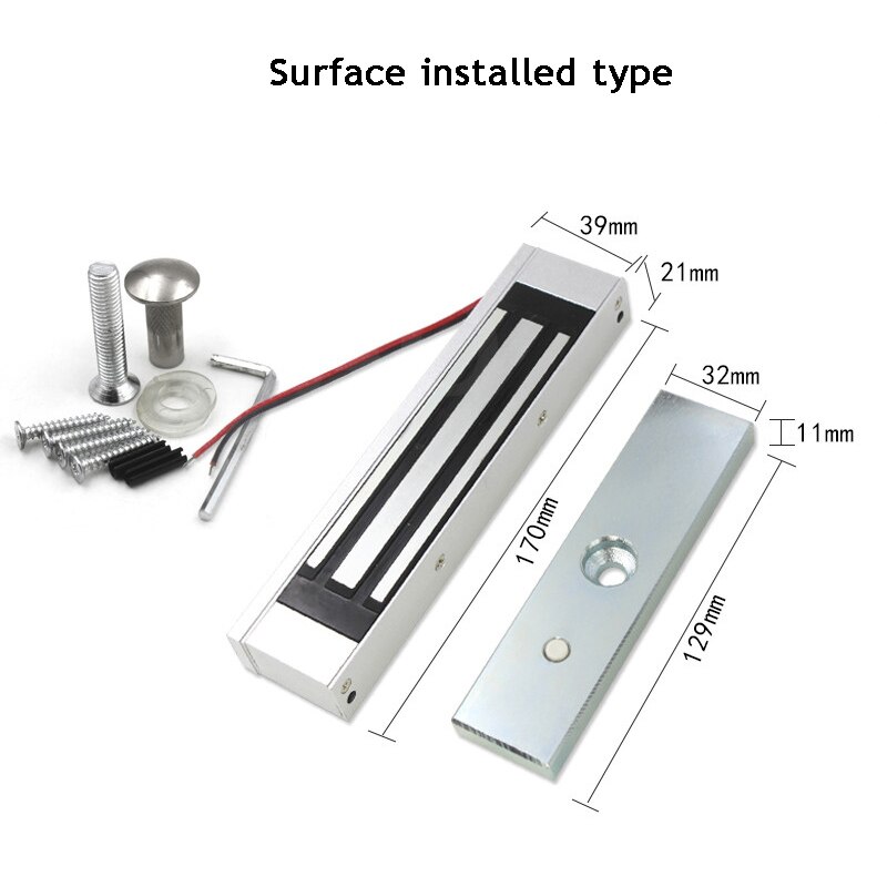 12V 180kg Home Electromagnetic lock Access control door lock magnetic elecronic lock 350Lbs ZL Bracket Office/Garage Hidden lock