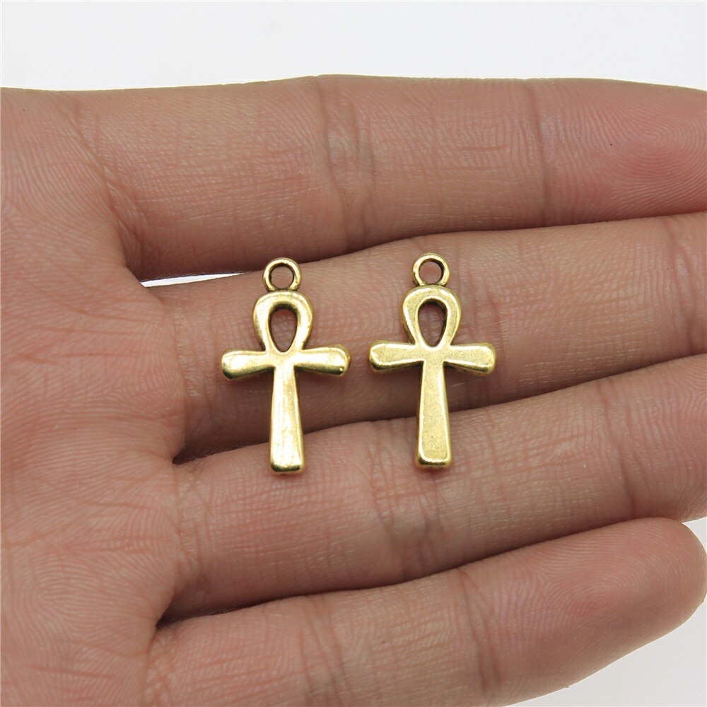 30Pcs Charms Ankh Cross Antiek Goud Kleur 5.1X8.7 Inch (13X22Mm) metalen Legering Sieraden Diy Accessoires