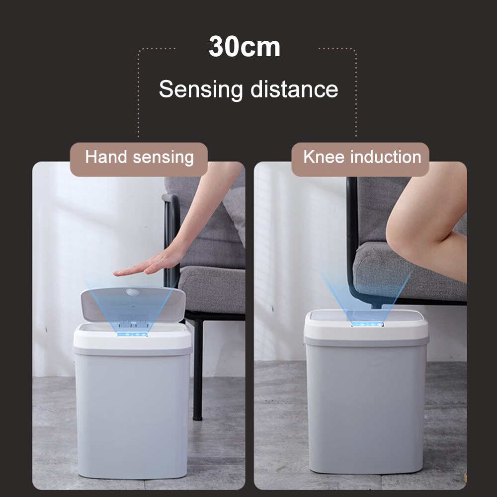 15L Automatische Sensor Vuilnisbak Intelligente Sensor Rechthoekige Smart ABS Sensor Prullenbak Vuilnisbak Voor Keuken Badkamer Home Afvalbakken
