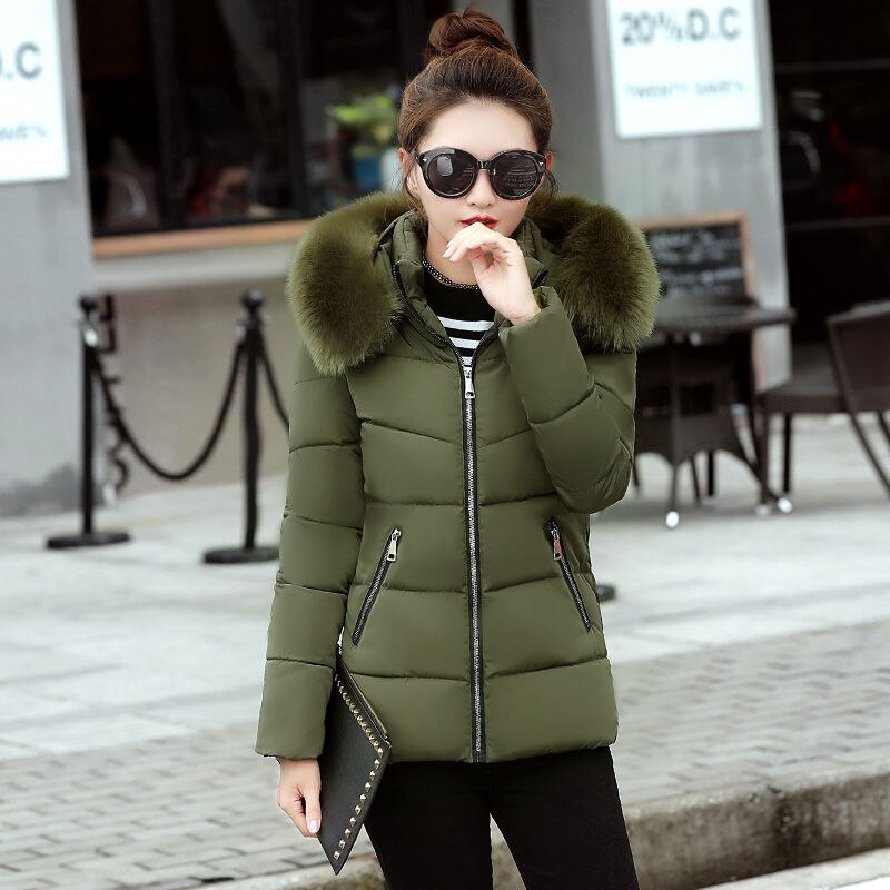 neue Winter Jacke Frauen Parkas Mantel Pelz Kragen Mit Kapuze Parka Weibliche Jacken Dicke Warme Baumwolle Gefütterte Jacke Oberbekleidung P995