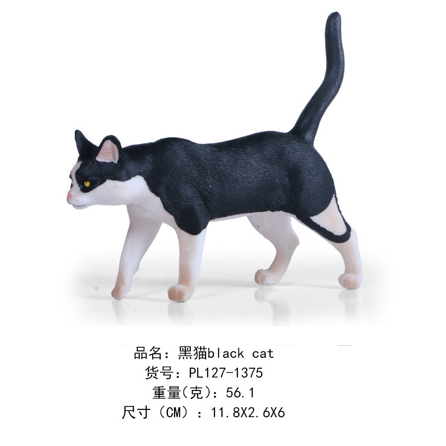 Børn model fast kæledyr kat model gul kat persisk sort og hvid killing statisk dyremodel legetøjsdekoration: 1375
