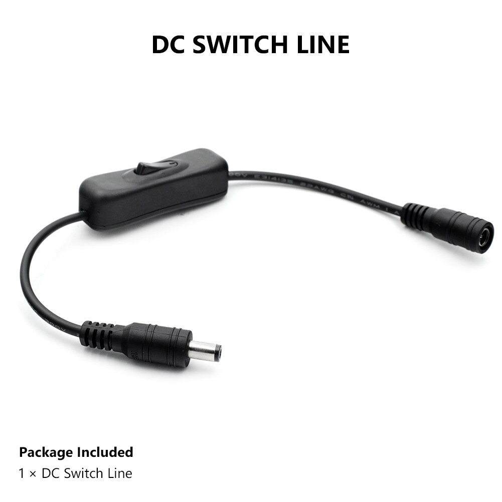 In-Line Power Switch ON/OFF 2.1mmx5.5mm Cable Black For Jack Arduino 12-24V In-Line Power Switch ON/OFF 2.1X5.5mm Cable Jack