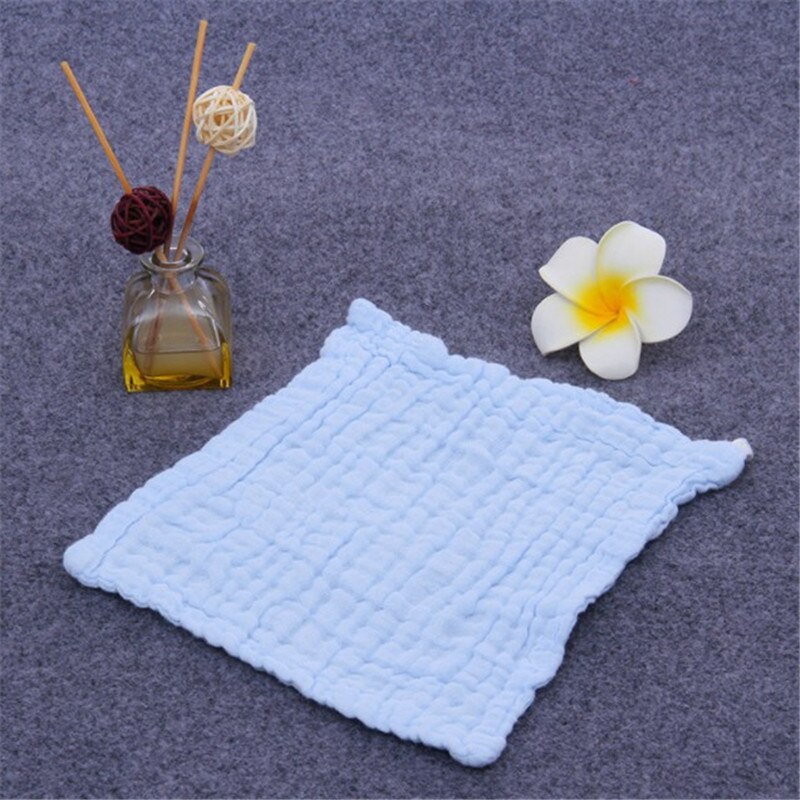 30*30 lille håndklæde blød bomuldsgasbind håndklæde plejehåndklæde spædbarn voksne og børn lommetørklæde genanvendelig alle aldershåndklæde: Blå
