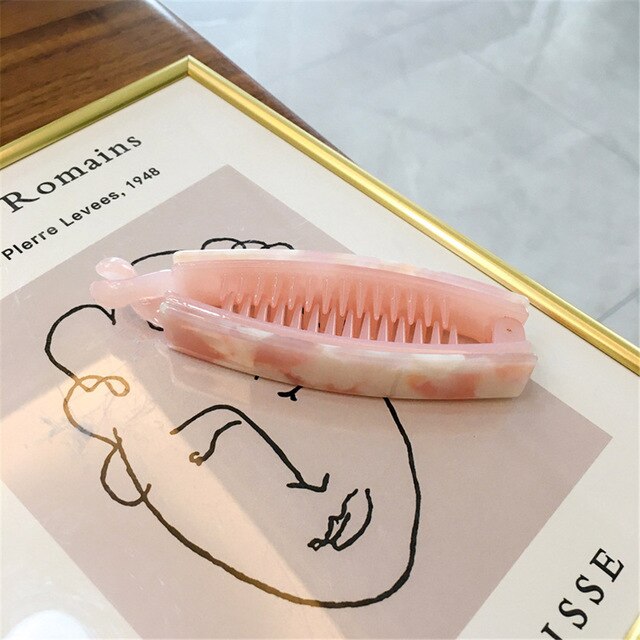 Vintage luipaard acetaat haarklemmen bananenklemmen vrouwen draaiende clips haarklemmen haarklemmen haaraccessoires: Lichtpaars