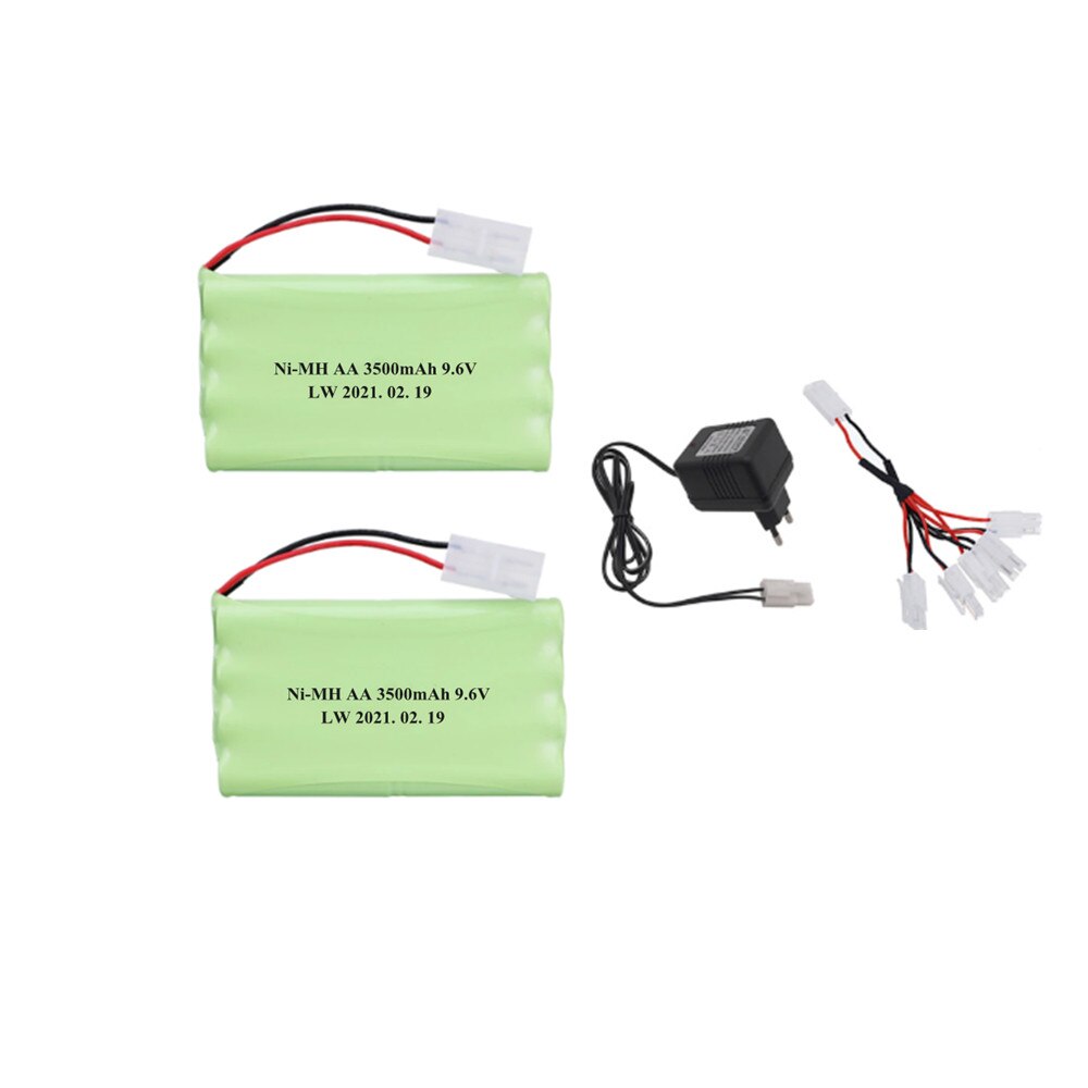 9.6V 3500Mah Ni-Mh Batterij Voor Rc Speelgoed Auto Tanks Treinen Robot Boot Gun Gereedschap 9.6V 3000Mah mimh Batterij Oplader 5in1 Kabel Set: Black
