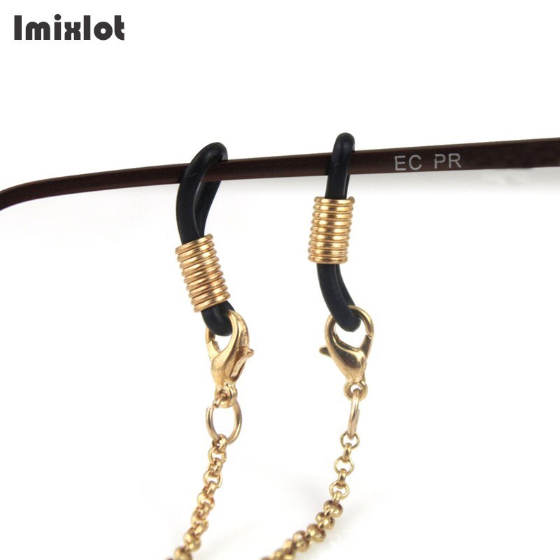 Zonnebrillenkettingen, lanyardriemen, kettingen voor brillen, zwarte metalen kralenkoorden, leesbrillen, brillenaccessoires