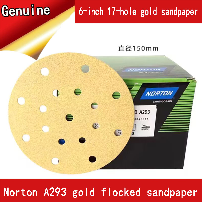 Noton 6- tum 17-- håls gult torrslippapper billack spackel slipning rund flockningssand 150mm självhäftande