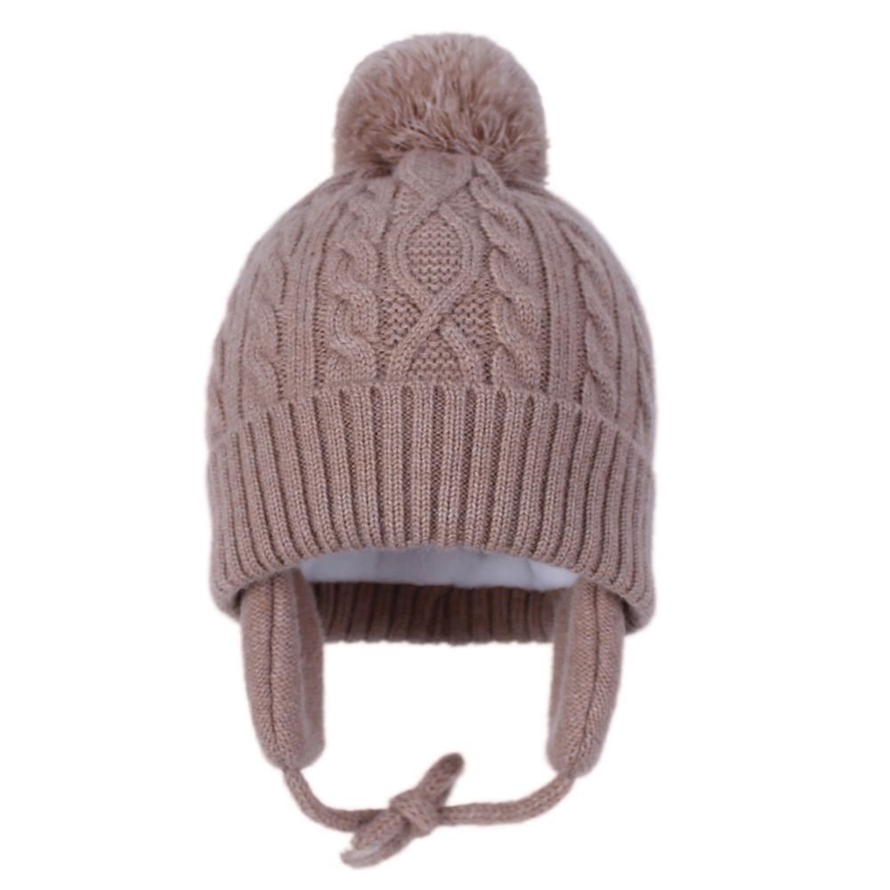 Baby piger drenge vinter efterår varme høreværn hue børn kasketter beanie pels pompon hatte unisex børn strikkede huer 1-5 år