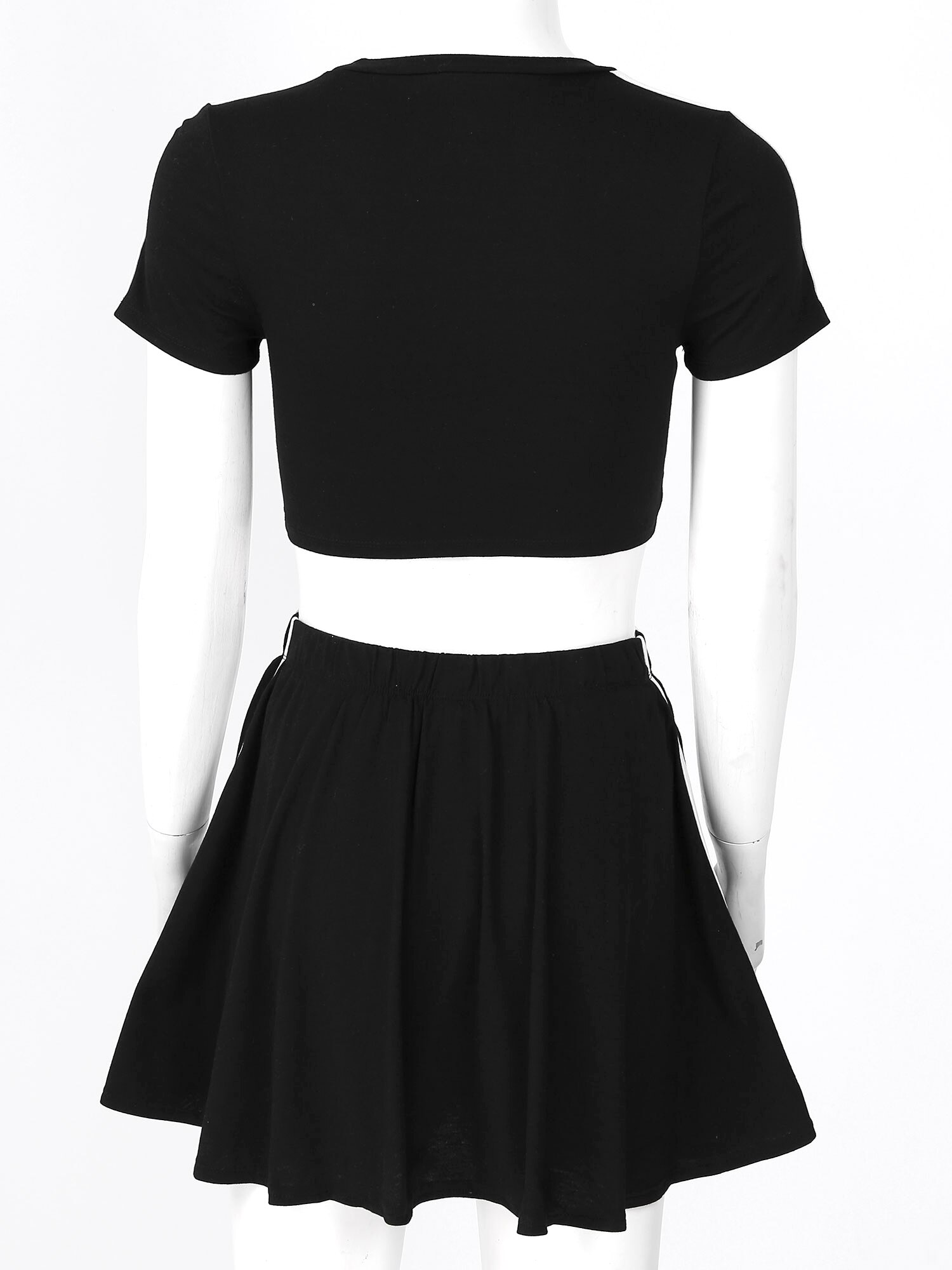 Women Tennis Sets Badminton Sports Outfits Short Sleeves Sport Crop Tops and Skirt with Underwear Modern Dance Cheering Uniforms