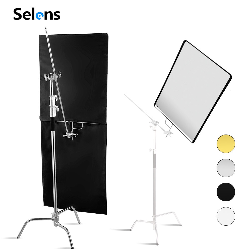 Selens Pro Video Studio Roestvrij Vlag Panel Met 4 Kleuren Panel Doek Zwarte Vlag Panel Doek Kit Voor Fotografia Acessorios