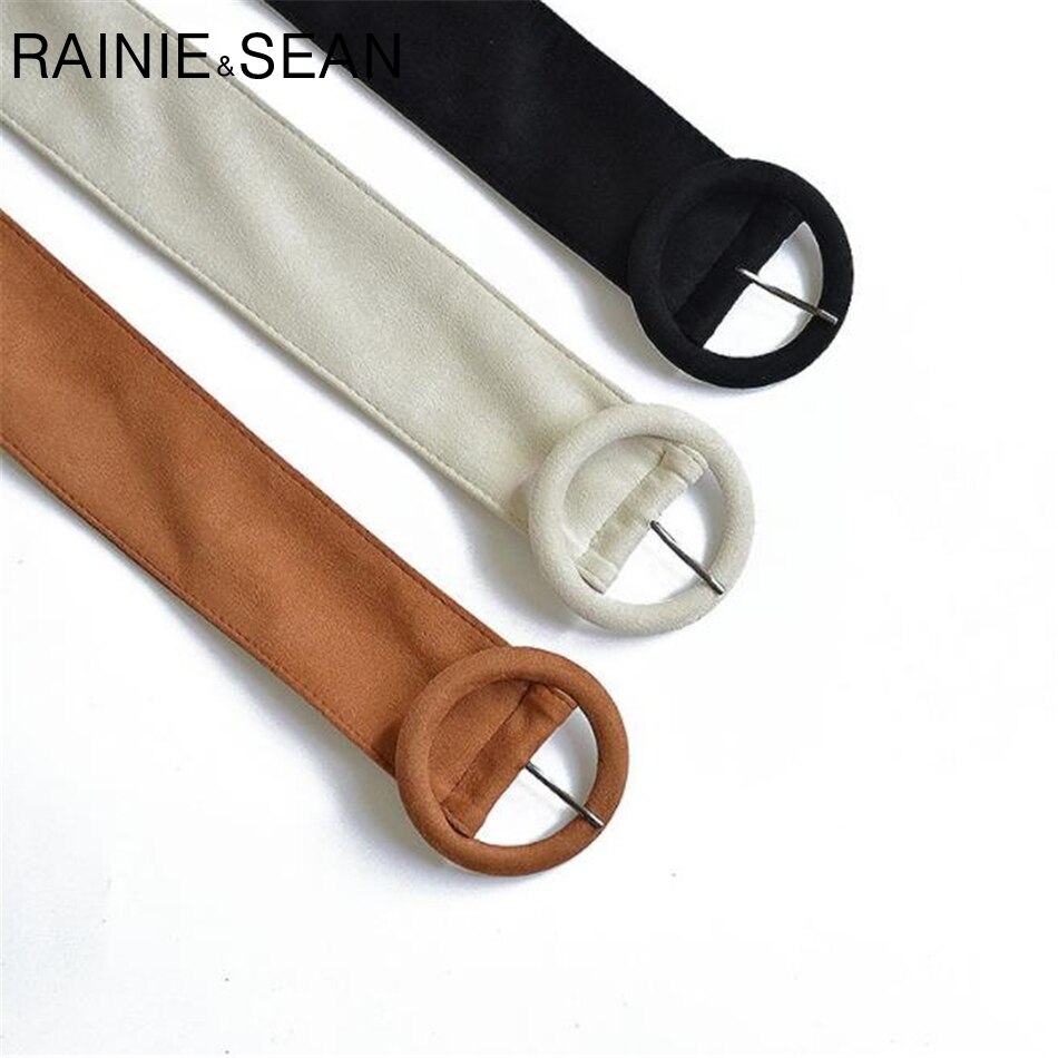 Cinturones de terciopelo para mujer, cinturón ancho de ante, color Beige, blanco, negro y marrón, corsé de otoño e invierno