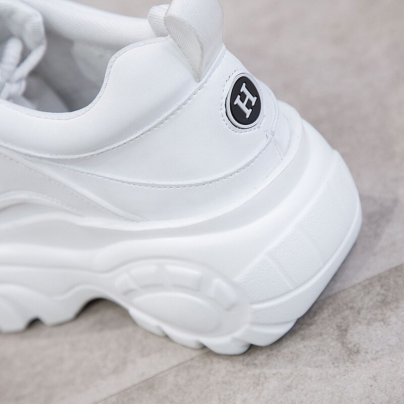 Kvindesko høj platform sneakers forår kvindesko casual sort/hvid sneakers til kvinder åndbar kvinde chunky sko