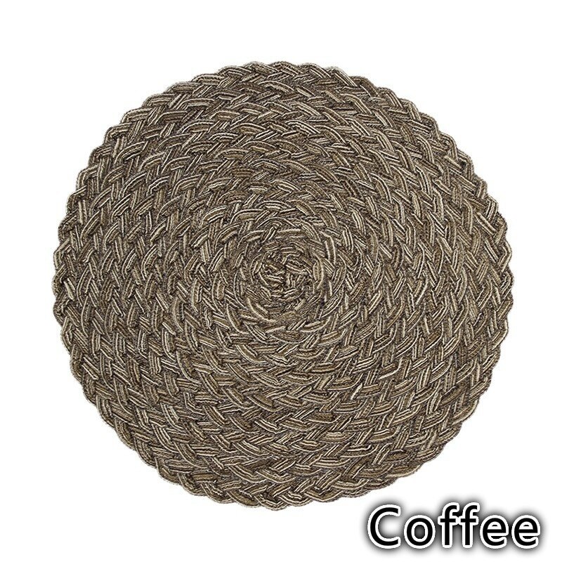 Dining Table Insulation Pad Round Placemat Home Multi-function Table Pad Weaving Western Placemat: Coffee