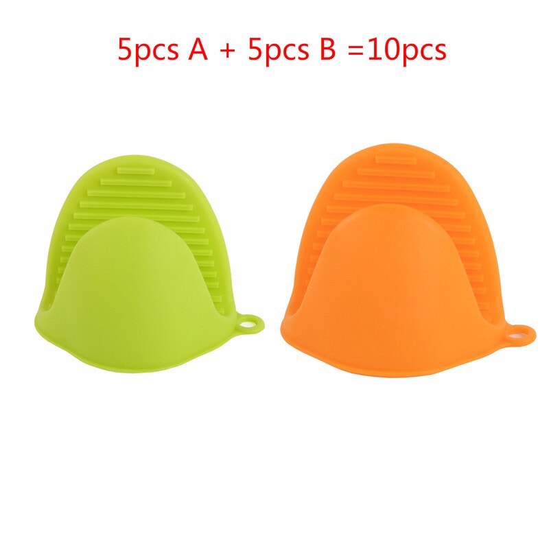 Silicone Heat Resistant Oven Mitts Kitchen Cooking Gadgets Baking Gloves Insulation Non Stick Anti-slip Pot Bowel Holder Clip: 5pcs A 5pcs B