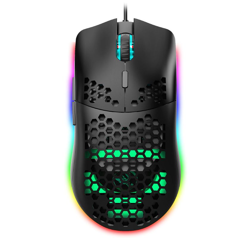 6400DPI Adjustable 6 Buttons Gamer USB Wired Honeycomb Hollow Mouse Hollow-out RGB Gaming Mice for Desktop PC Laptop