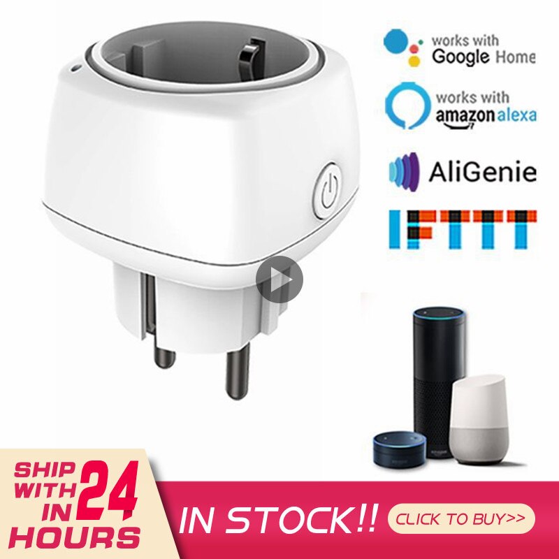 WiFi EU US Smart Plug 16A 100-240V Adapter Wireless Remote Voice Control Power Monitor Timer Socket For Google Home Alexa