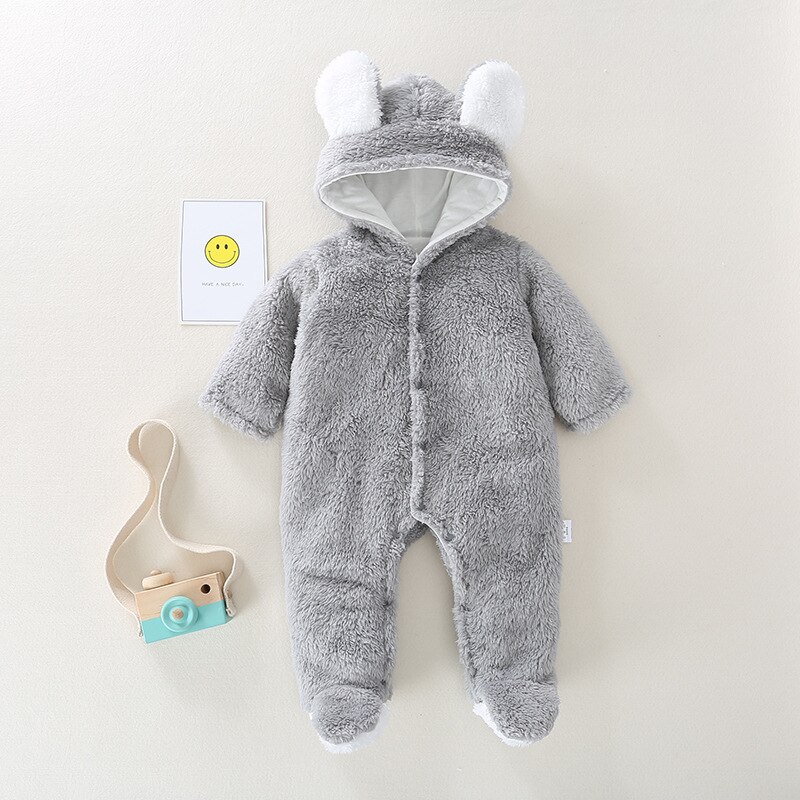 Baby Pyjama Winter Kleding Voor Slapen Pasgeboren Meisje Rompertjes Cartoon Kids Baby Nachtkleding Jongen Zuigeling Kinderen Jumpsuit: Grijs / 3M