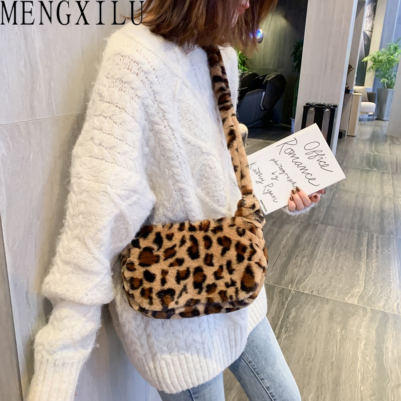 MENGXILU hiver léopard sacs de messager téléphone portable poche sac à main femme sac à bandoulière sacoche décontractée sacs à bandoulière pour les femmes