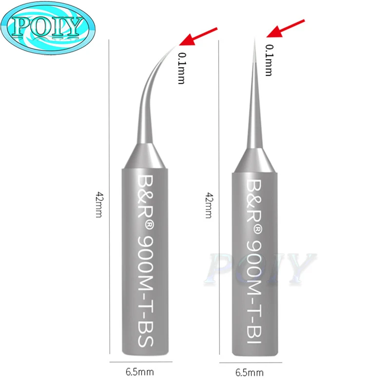 Puntas de soldador ultradelgadas de 0,1mm, 900M-T-BI/BS, junta de soldadura de larga vida, transferencia de calor de alta velocidad, soldadura de hierro