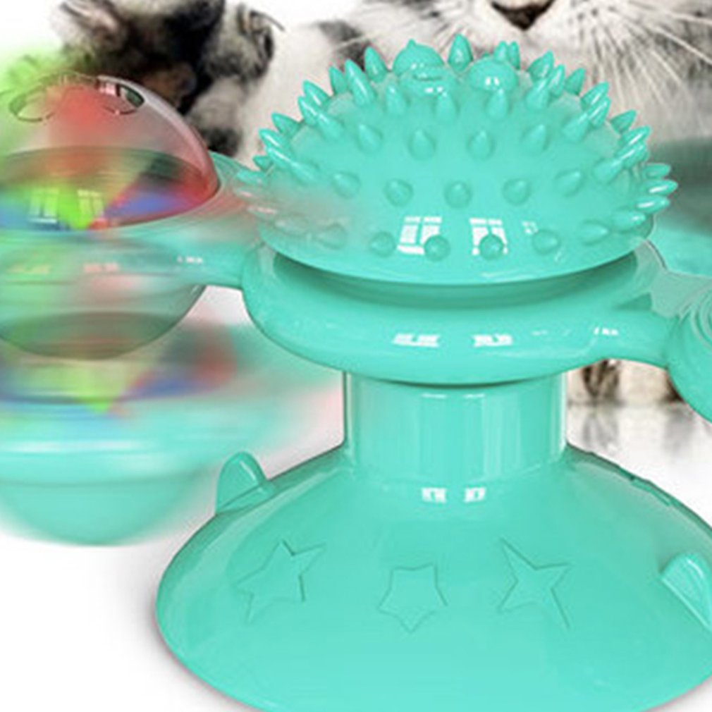 Windmill Toys for Cats Puzzle Whirling Cat Game Turntable Cat Toys Teasing Interactive Toys with Massage Itchy Tickle