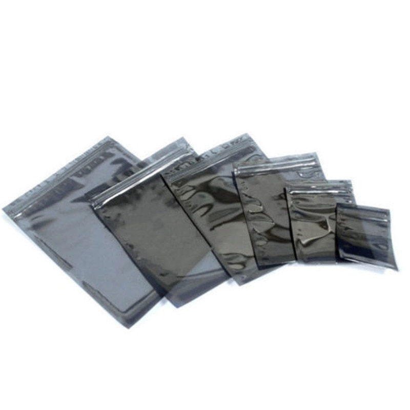 Bolsa de almacenamiento de aluminio antiestático, bolsas con cierre hermético, bolsa estática resellable para accesorios electrónicos, paquete de bolsas, 50 unids/lote