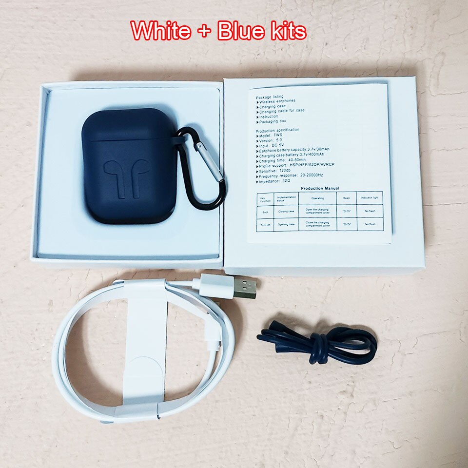 i99000 Plus TWS Wireless Bluetooth Earphone Metal hinge PK i5000 i9000 Pro i90000 MAX 1:1 Air 2 Top Airoha 1562A chip With Text: White-Blue kits