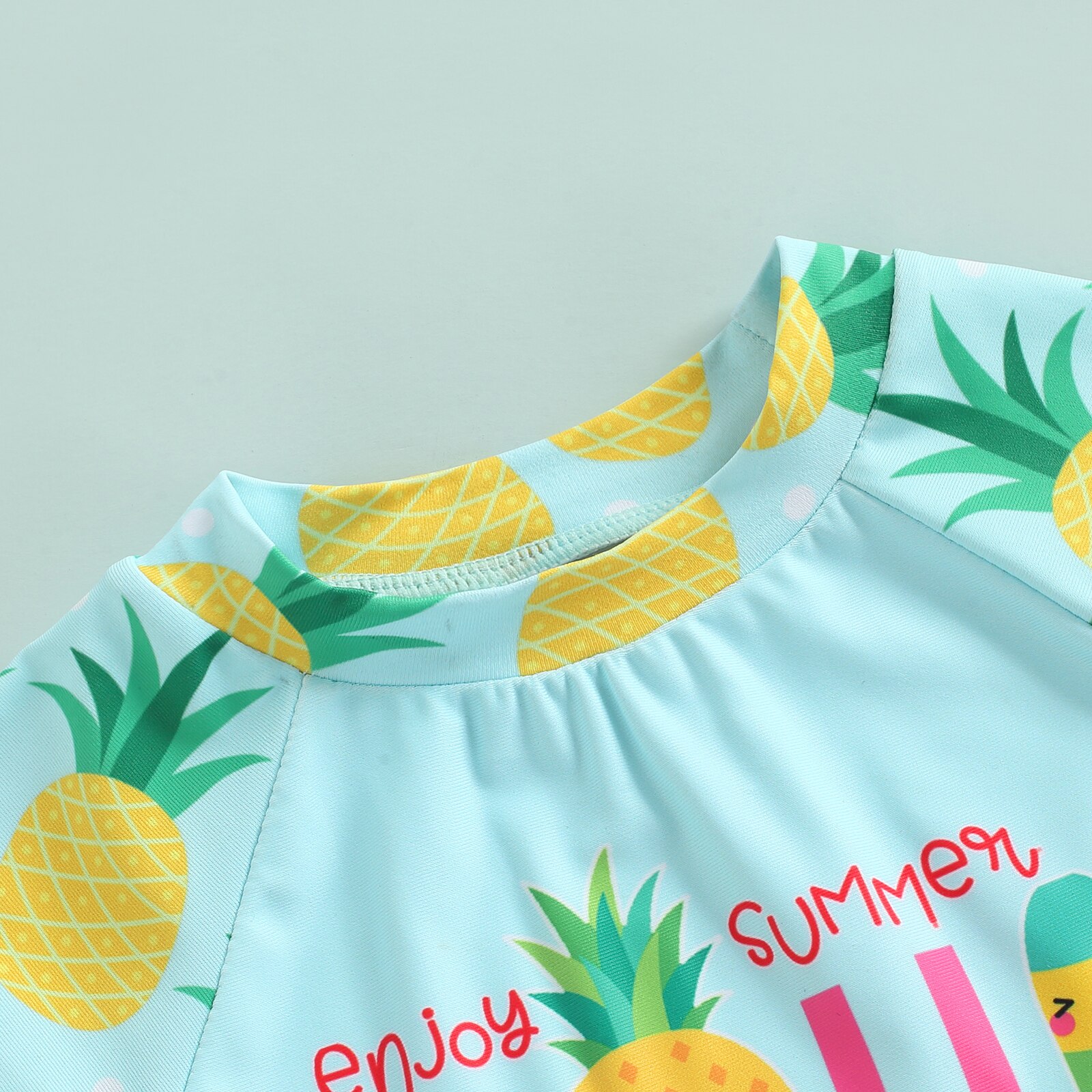 Crianças meninos moda nadar trunks conjunto carta abacaxi impressão manga curta camiseta e shorts de duas peças banho