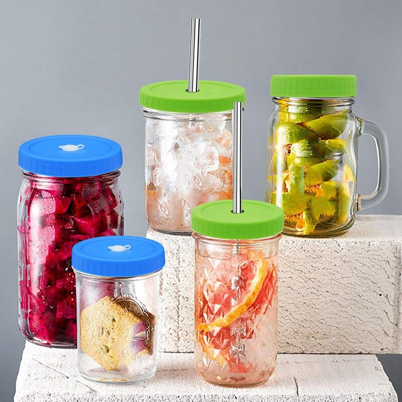 8Pcs Wide Mouth Mason Jar Lids with Straw Hole for Ball & Kerr Mason Jar, Great for Drinking & Food Storage: Default Title