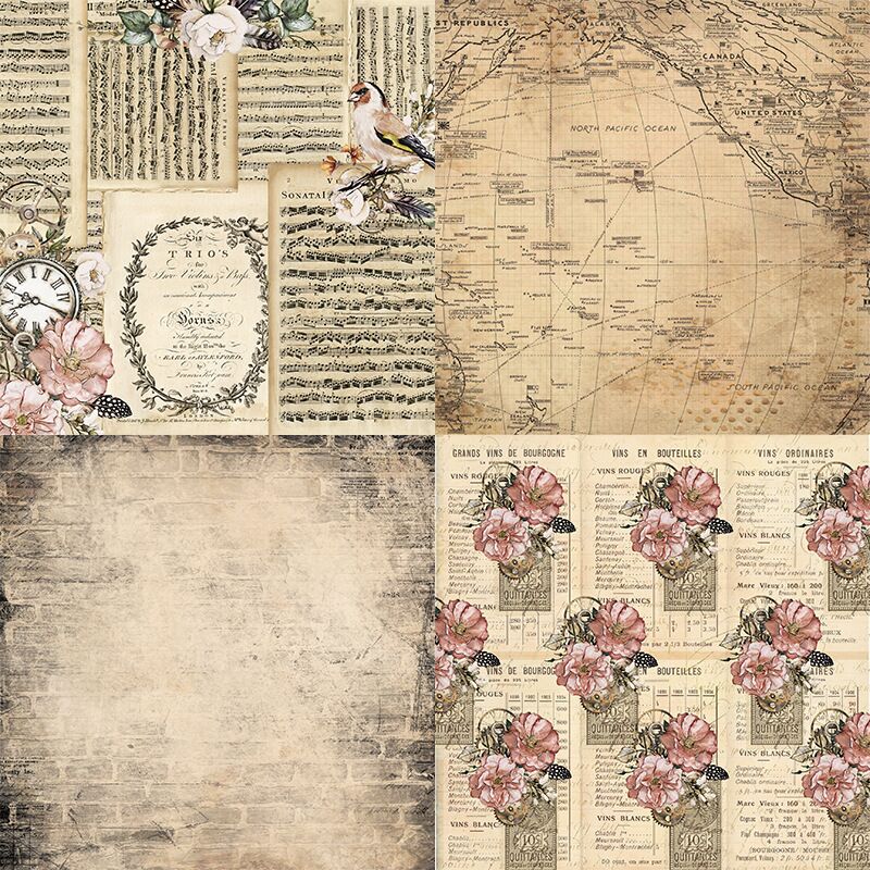 Wonderland style Scrapbooking paper pack of 24 sheets handmade craft paper craft Background pad