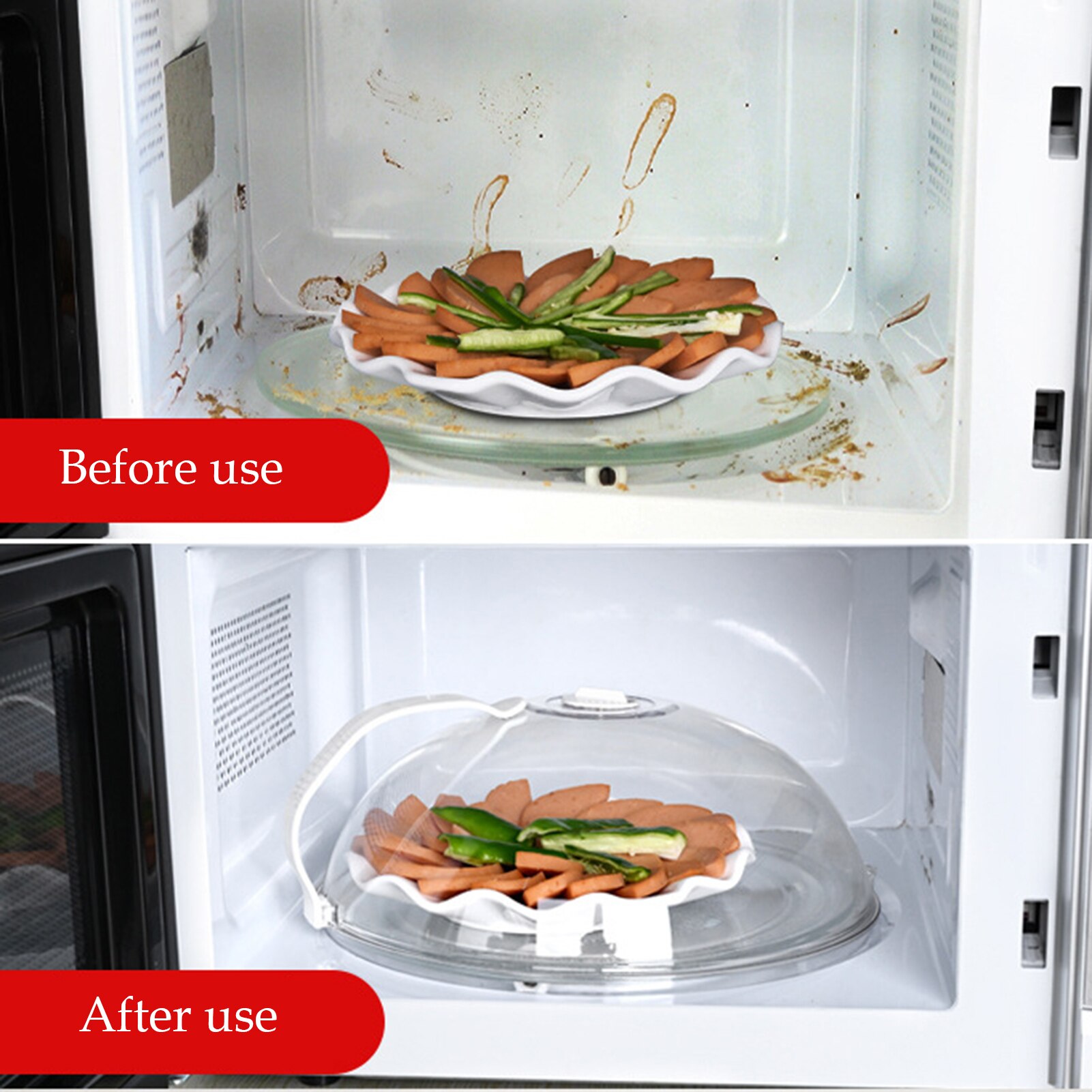 Magnetron Voedsel Cover Transparant Anti Sputteren Cover Handvat Herbruikbare Luchtdicht Voedsel Covers Home Handvat Hittebestendige Deksel