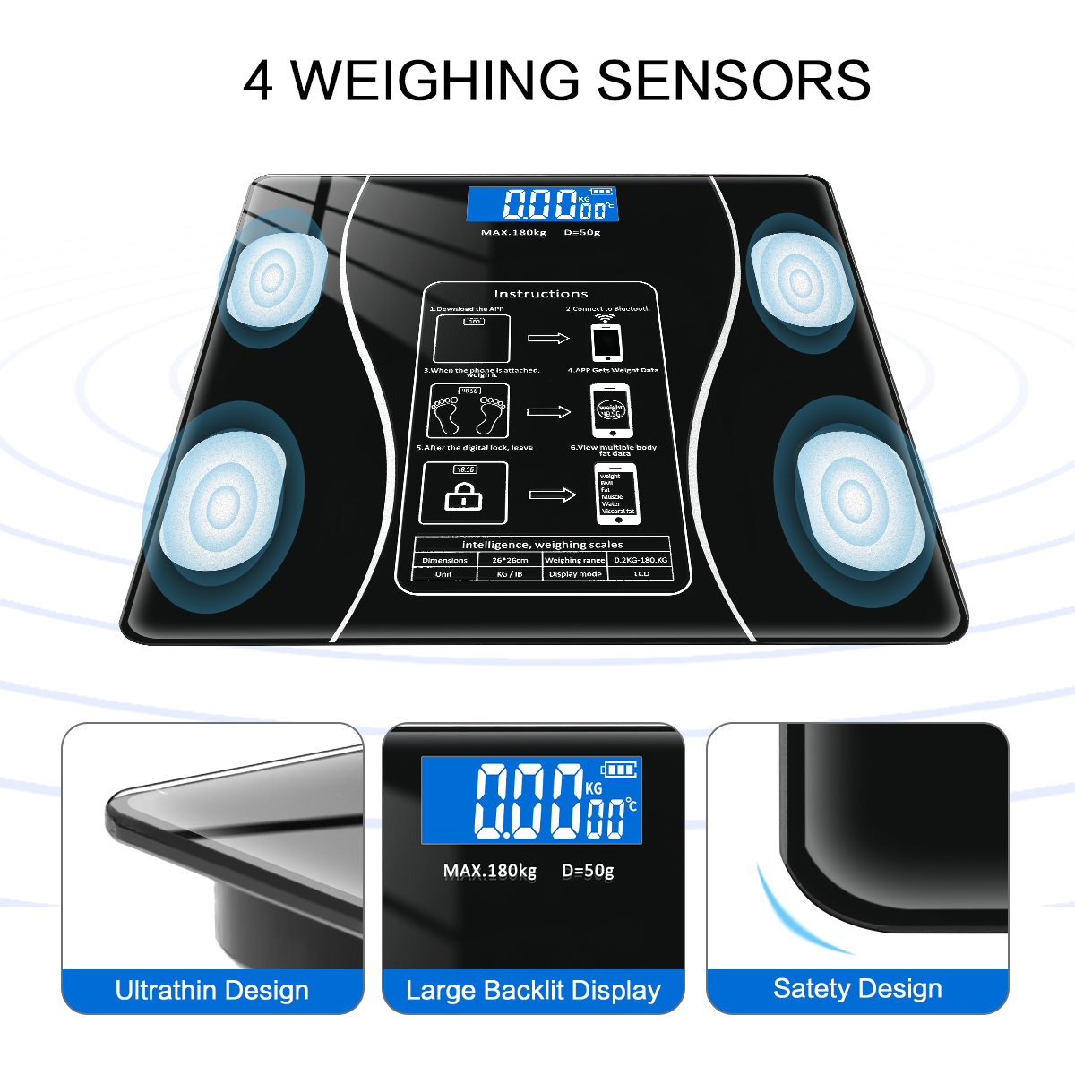 Bathroom Scales Wireless Bluetooth Body Fat Scale Smart Digital Weight Scale Body Composition Analyzer Body Weighing Scale
