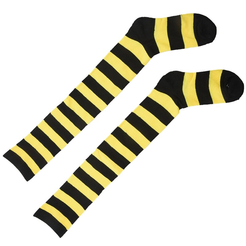 Chaussettes larges à rayures pour genoux (jaune + noir)