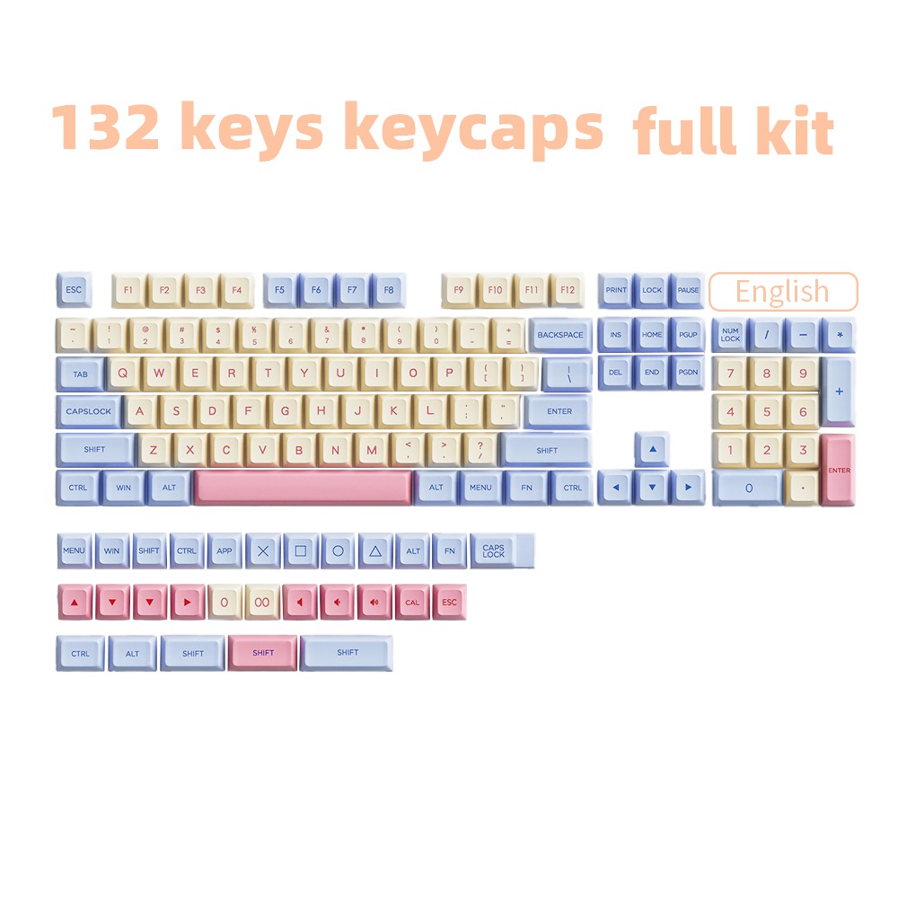 Marshmallow 132 klawisze nasadki na klawisze PBT barwnik sublimacyjny profil XDA dla przełącznika MX Fit 61/64/68/87/96/104/108 klawisze klawiatury XDA: Brązowy przełącznik