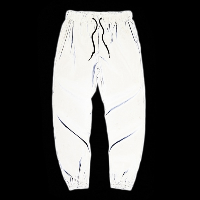 Reflekterande byxor original par dubbel elastisk midja knytbyxor byxor joggingbyxor europeisk storlek
