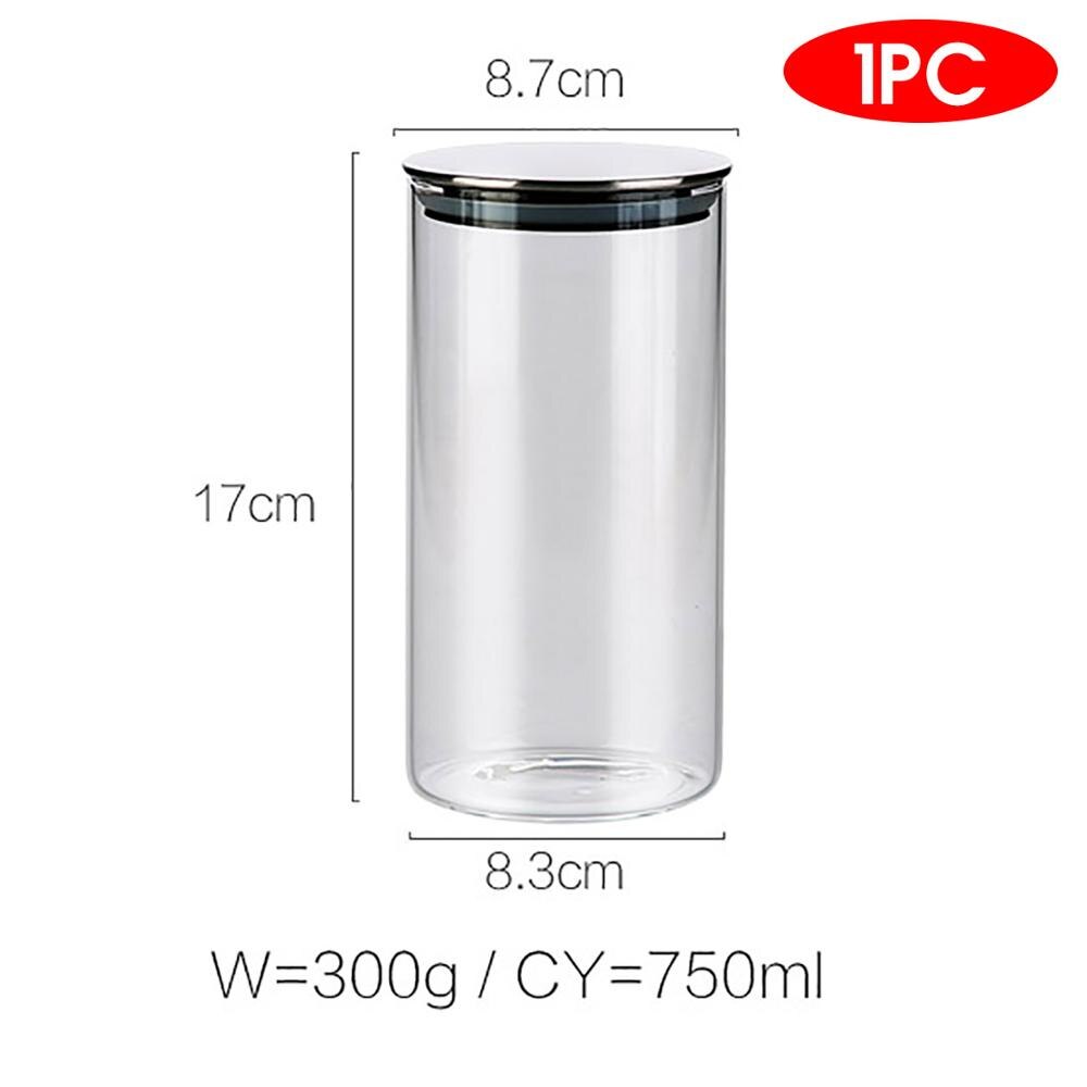300/500/750/1000ML Glass Airtight Storage Jars Kitchen Food Storage Canister Containers For Candy Cookies Sugar Flour: 1PC  750ml