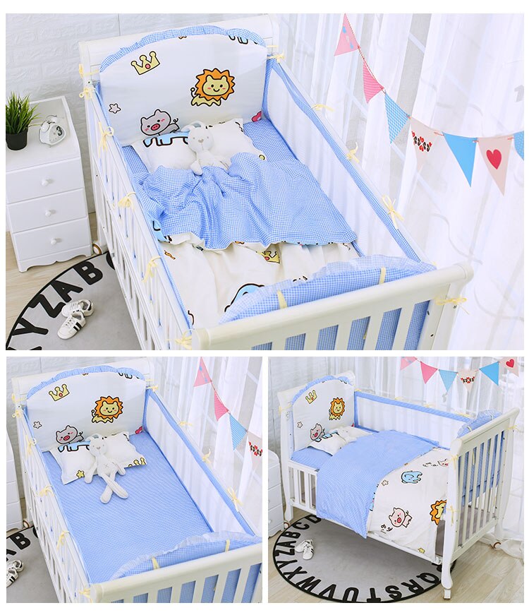 Dinosauro Maglia di Cotone Cirb Paraurti di Sicurezza e di Collisione Letto Fodera Removibile e Lavabile con Cerniera Traspirante Culla Imbottiture E Paraurti: Cielo Blu