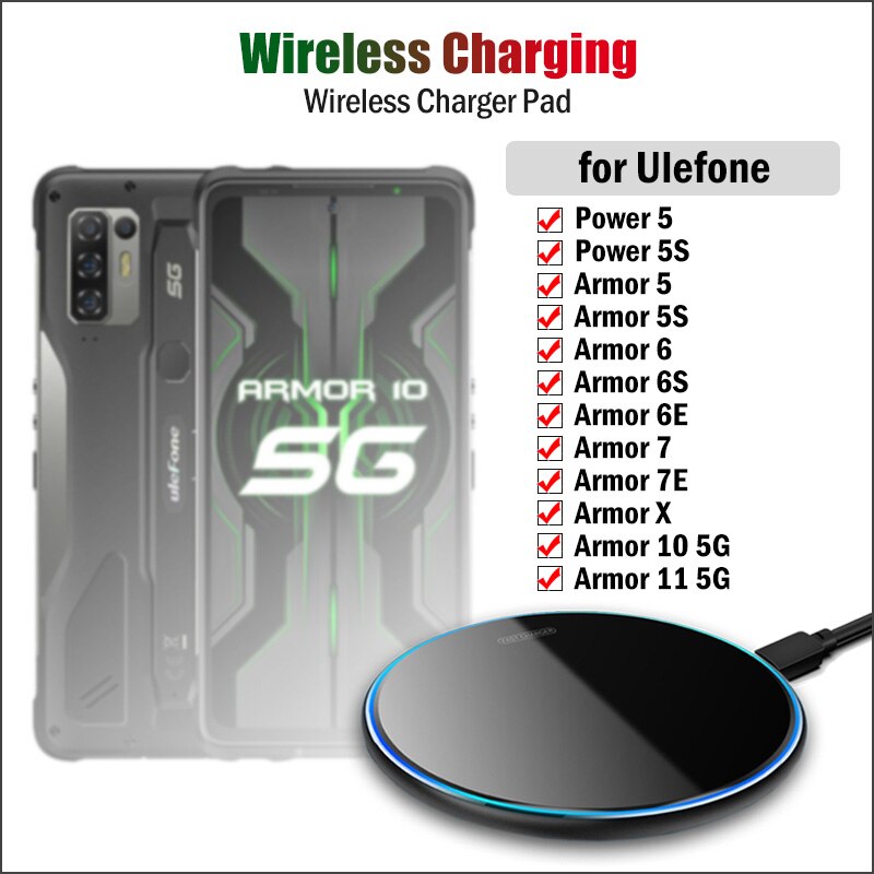 Qi 10W Schnelle Drahtlose Ladung für Ulefone Rügestochen 5 5S 6 6S 6E 7 7E X 10 5G Energie 5 5S Robustes praktisch Drahtlose Ladegerät Pad Atmen