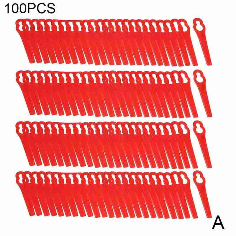 100pcs Plastic Blade Cutter Replace For Trimmer Garden Lawn Mower Strimmer Blade Stihl-PolyCut 2-2 Cordless Grass Garden Crop: red