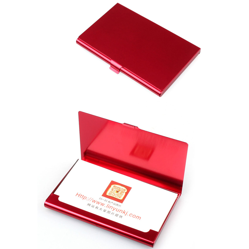 Bag Metal Women Men Business Card Holder Aluminum Holder Metal Box Men Credit Business Card case Wallet: Red