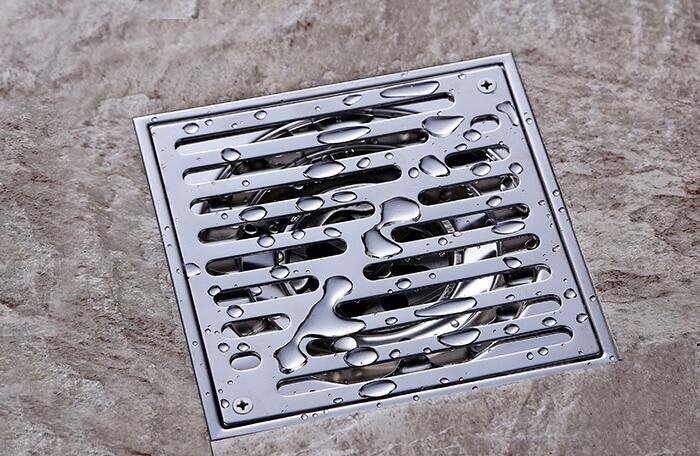 15cm X 15cm SUS304 Stainless Steel Shower Floor Drain with Removable Cover Brushed Finish bathroom drainer DR059