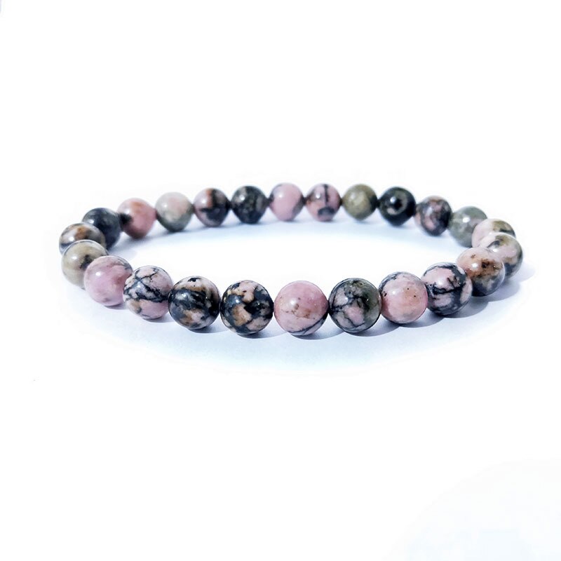 8mm Natürliche Stein Armbinde setzt Männer Frauen Rhodonite Rose Quartzs Schwarz Onyx Perlen Stapelbar Handgelenk Mala Charme Armbänder: Rutile