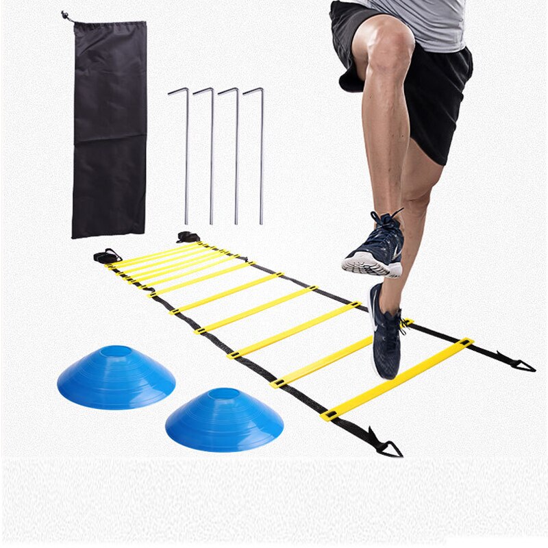 Adjustable Footwork Soccer Football Fitness Speed Rungs Agility Ladder Training Equipment Kit with Resistance Parachute Disc