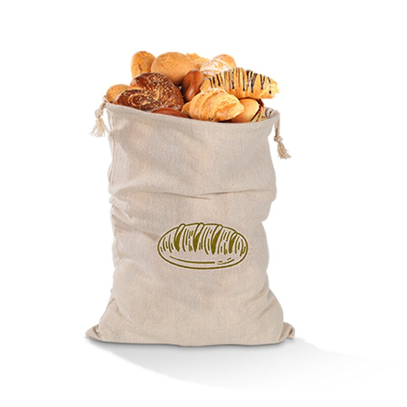 Bolsas de lino Retro Para pan francés, bolsa reutilizable con cordón para pan artesanal casero, bolsa de almacenamiento de pan de lino para Baguette