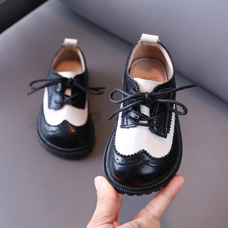 Children Leather Shoes For Toddler Baby Boys Girls British Soft Sole Sneakers Kids Student Shoes 1 2 3 4 5 6 Years old 2022: black / 30-insole 18.3cm