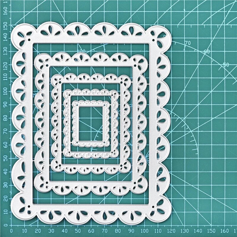 YaMinSanNiO Nested Stitched Scallop Rectangle Frame Dies Metal Cutting Dies for Card Making Craft Dies Scrapbooking Embossing