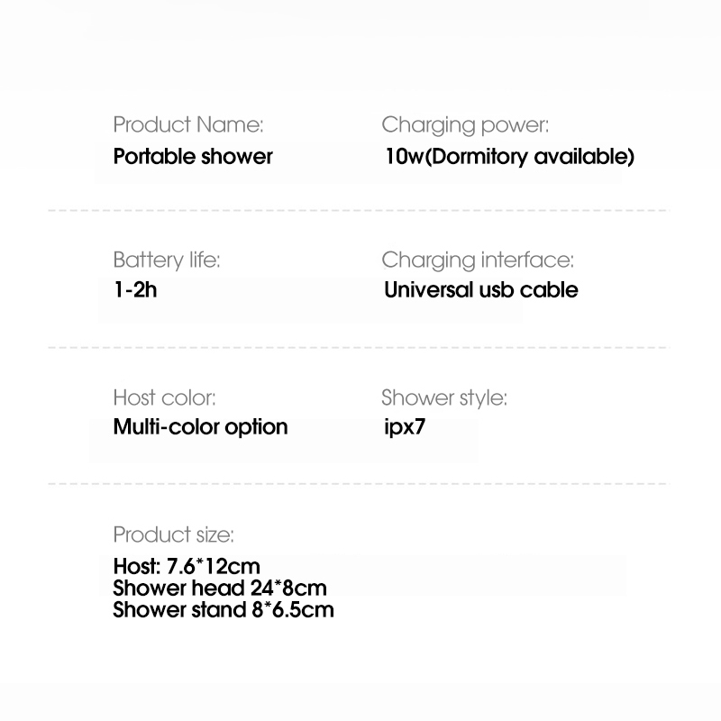 Bærbar campingtelt dusjpumpe rv utendørs dusjsett med fullskjerm intelligent digital skjerm justerbar 6000 mah dusjsett