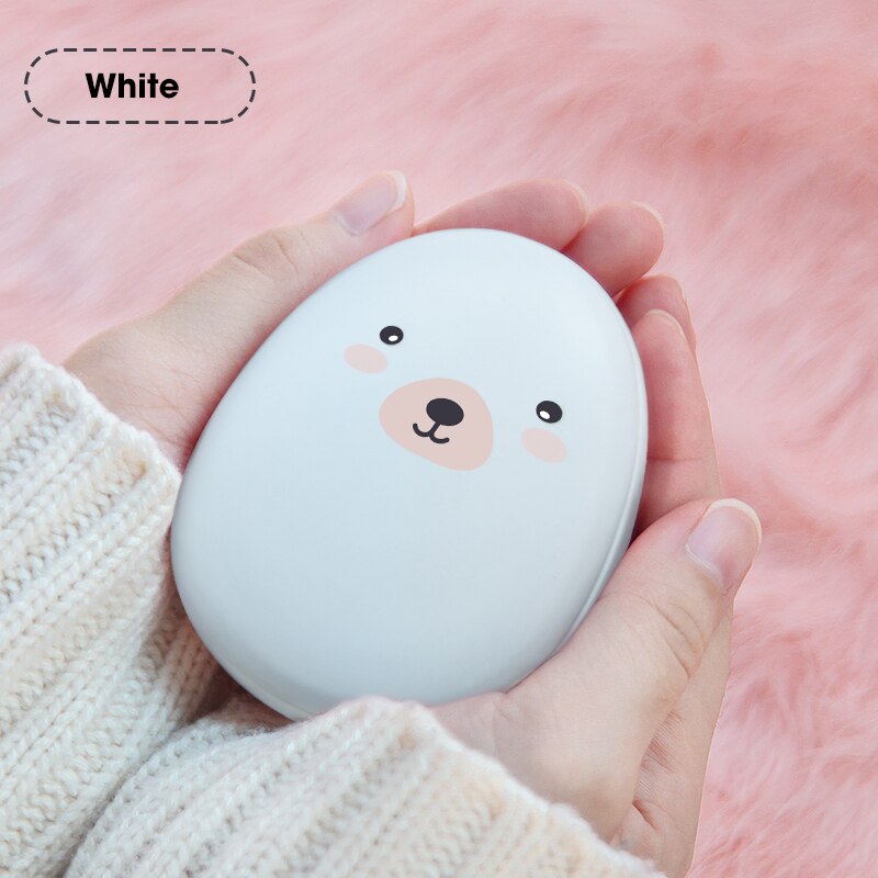 4000Mah Usb Oplaadbare Elektrische Handwarmer Draagbare Winter Double-Side Verwarming Mini Handwarmer Pocket Power Bank 2 in 1: White