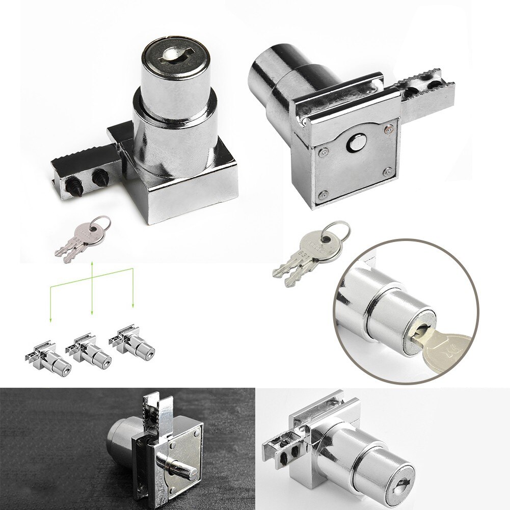 Zinc Alloy Plunger Push Lock For Sliding Glass Door Showcase Lock Furniture Home Cabinet Lock With 2 Keys
