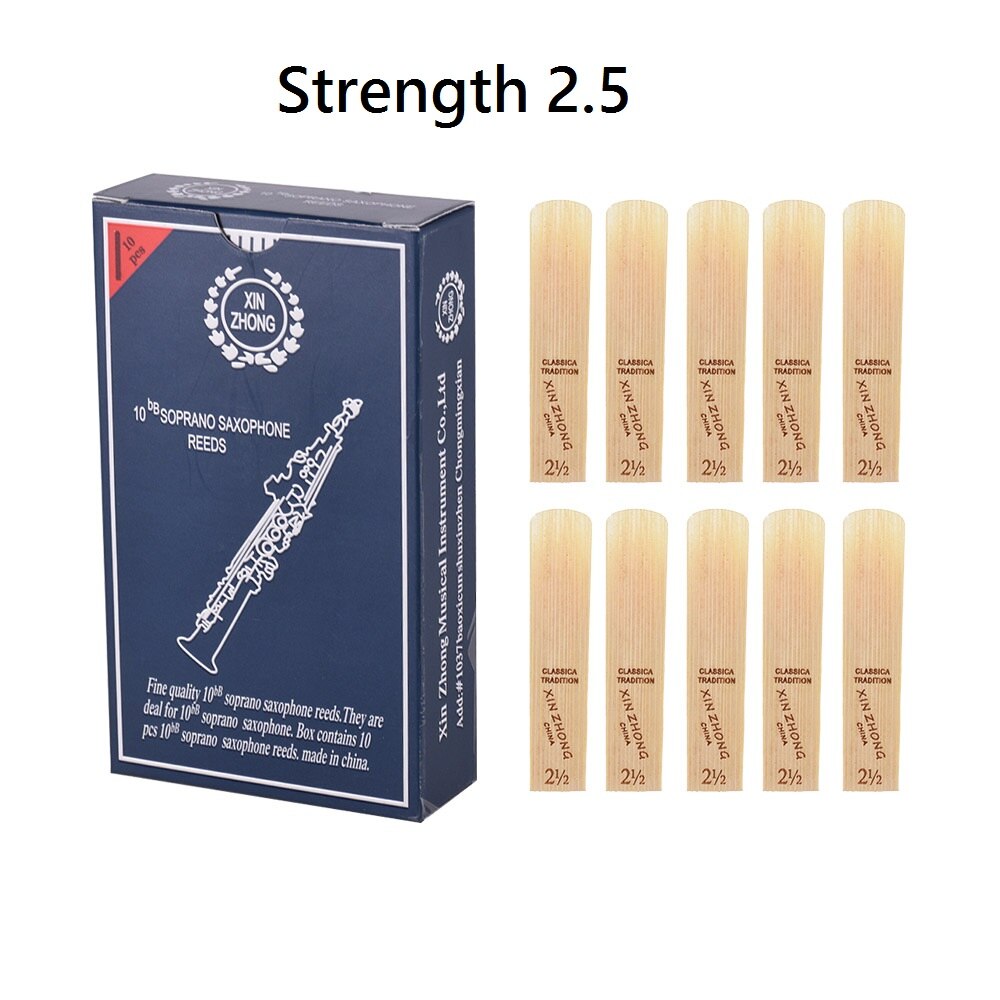 10 Stks/doos Bb Sopraan Saxofoon Rieten Normaal Niveau Saxofoon Sax Rieten Sterkte 2.0/ 2.5/ 3.0 Voor Beginners: Strength 2.5